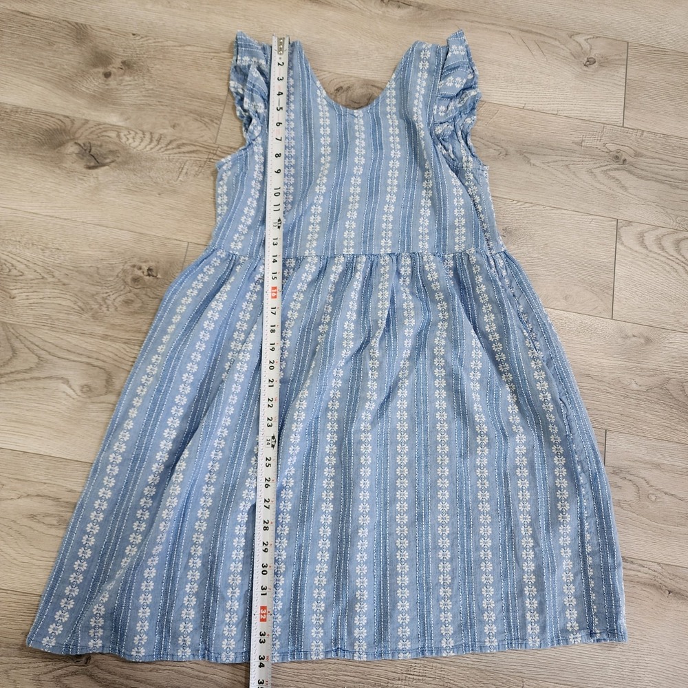 Peyton & Parker Women's Dress Size XL Blue White Sleeves Ruffle Packers - Picture 6 of 10